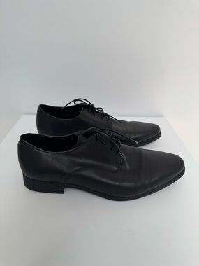 Zara Man Textured Black Dress Shoes, Size EU 43